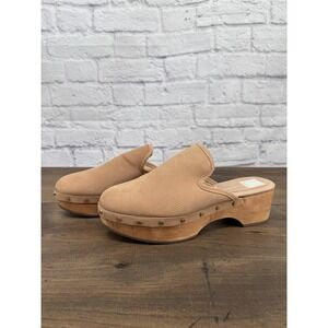 Dolce Vita Tan Studded Platform Wood Clog Mules Womens Size 10 Boho Cottagecore
